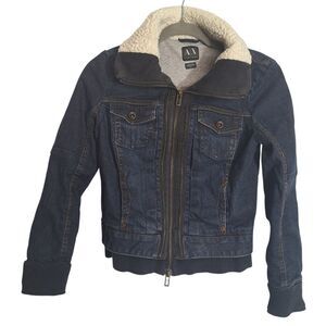 Armani Exchange Womens Lined Denim Jacket Outdoors Granolagirl Small Petite